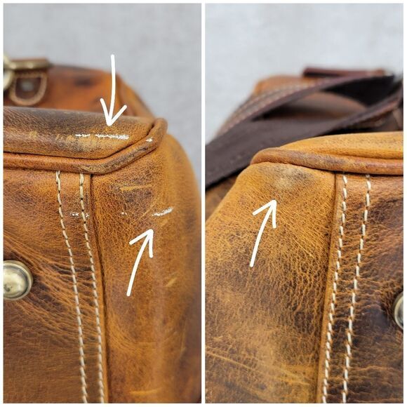 Rustic Town Brown Leather Duffel Bag - Picture 3 of 16